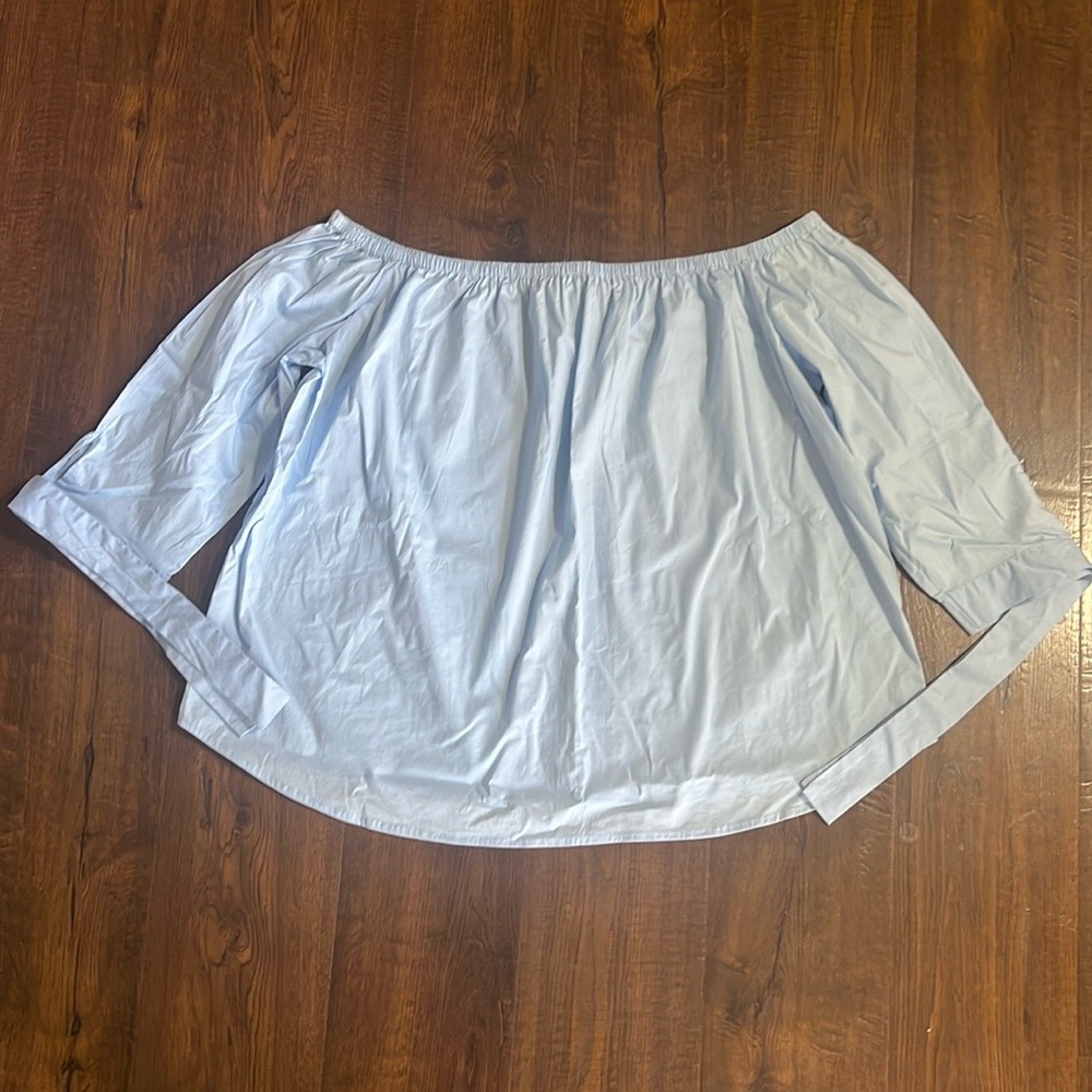 Baby Blue off the shoulder Cotton Shirt